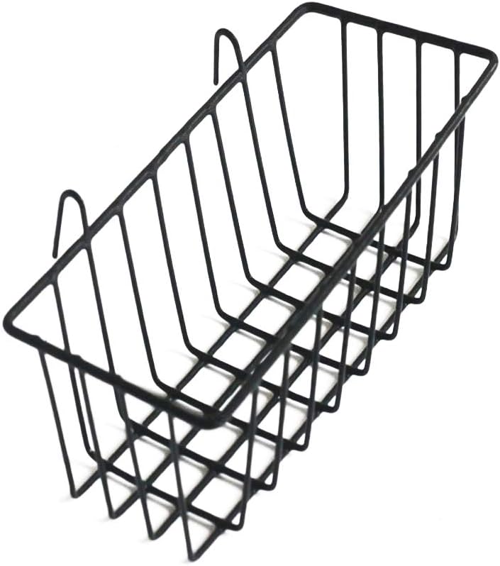 ANZOME Grid Basket, Wire Wall Basket with Hook, Wall Mount Organizer for Grid Panel, Wire Storage Shelf Rack for Home Supplies, Wall Decor(Black)
