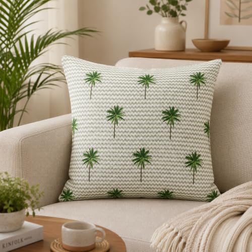 Image of Tropical Jungle Decorative Cushion Cover for Sofa & Living Room, Throw Pillow Cover, Hidden Zipper, Pack of 1