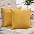 Anickal Set of 2 Mustard Yellow Farmhouse Pillow Covers Cotton Linen Decorative Square Throw Pillow Covers 18x18 Inch for Sofa Couch Decoration