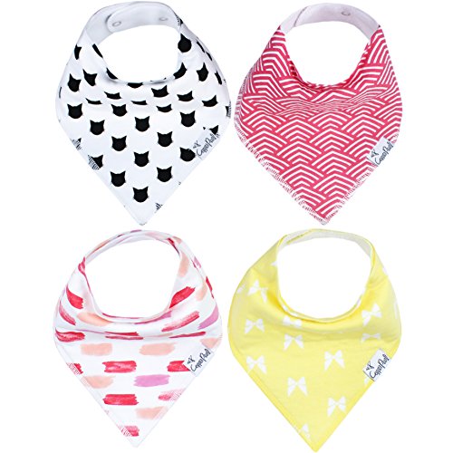 Copper Pearl Baby Bandana Drool Bibs for Drooling and Teething 4 Pack Gift Set Coco, Soft Set of Cloth Bandana Bibs for Any Baby Girl or Boy, Cute Registry Ideas for Baby Shower Gifts
