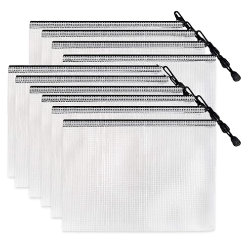 jojofuny 10個 防水ジッパー付きファイルポーチ 軽量 耐破れ 対応 透明大容量ドキュメントバッグ 学生 オフィス用収納ケース 便利な文具整理