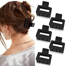 ATODEN Square Matte Hair Claws for Women Girls - 5Pcs Rectangle Medium Non-slip Grip Clamps for Short Thin Hair