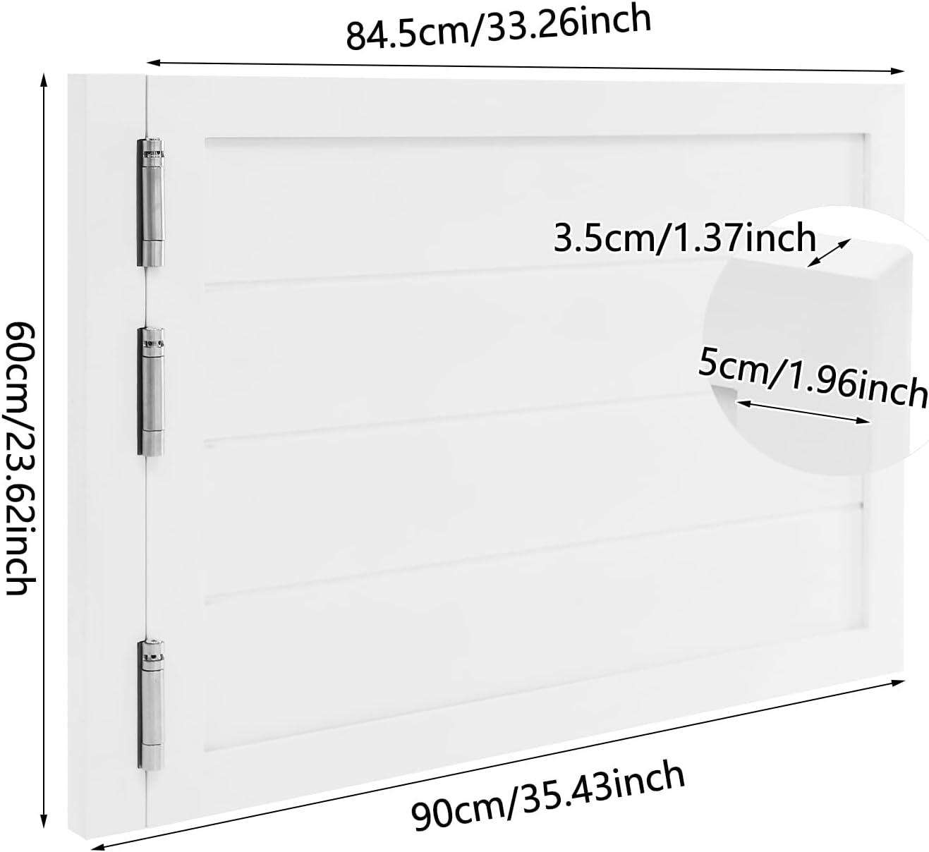 Swinging Half Door 35.4" X 23.6" Adjustable Pine Wood Cafe Door Bidirectional Opening Saloon Door with Doorpost & 3 Hinges for Doorway, Bar, Garden, Balcony, Courtyard (White)