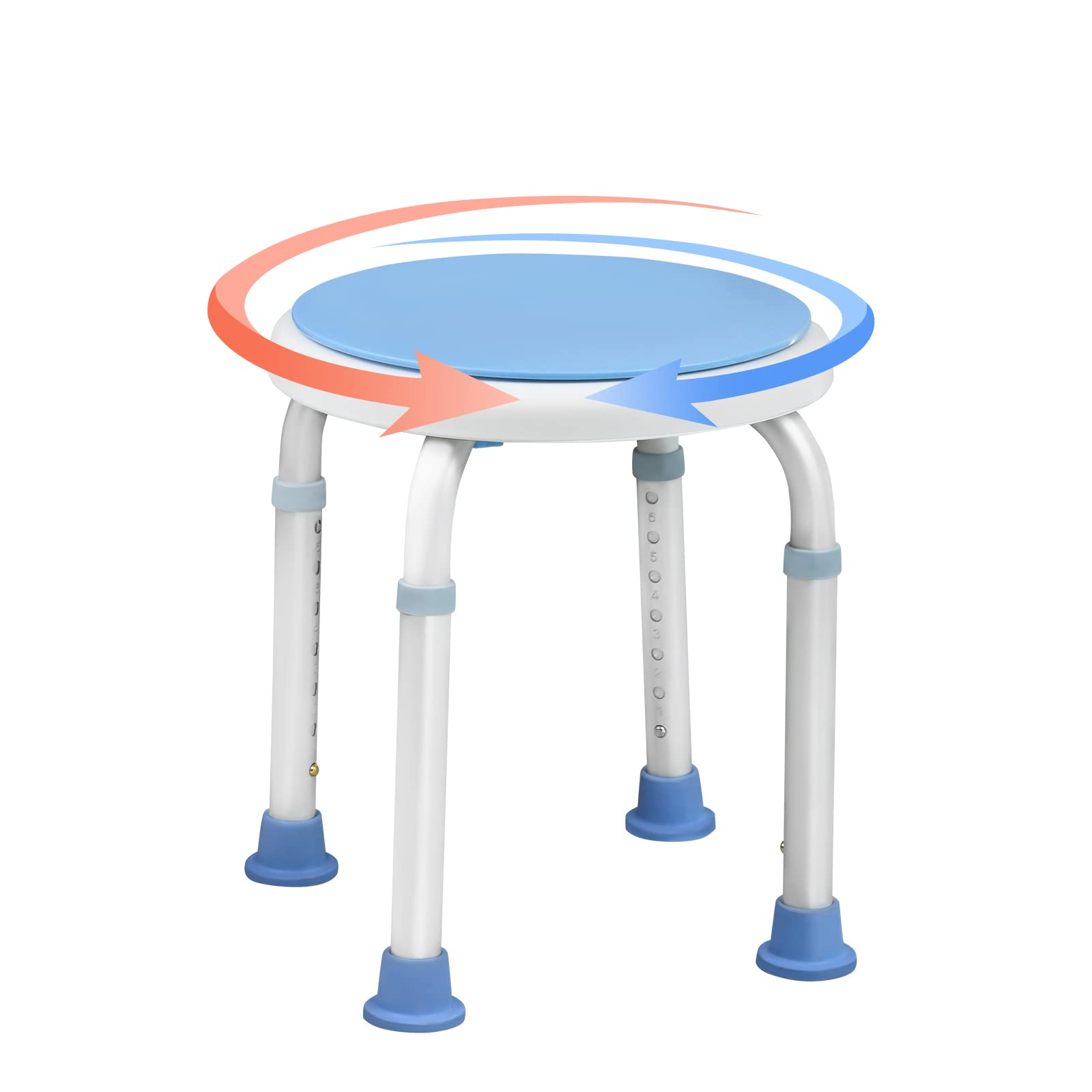 NAIZY Shower Stool 36-51cm Height Adjustable Bath Stool 360° Swivel Aluminum Plastic Shower Seat Non-Slip for Pregnant Elderly (Type A)