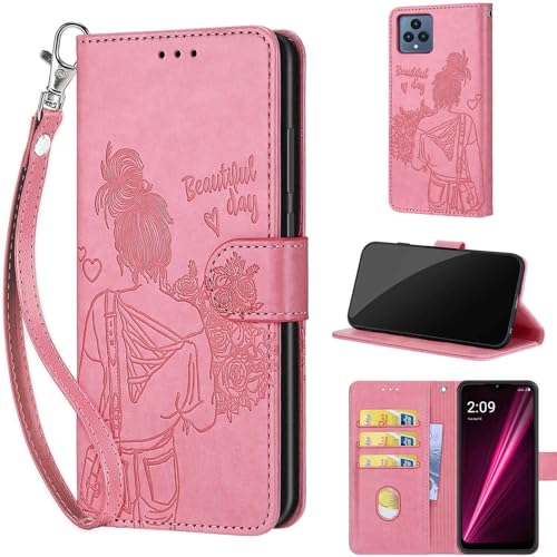 Étui portefeuille T-Mobile REVVL 6 5G en cuir synthétique gaufré chic