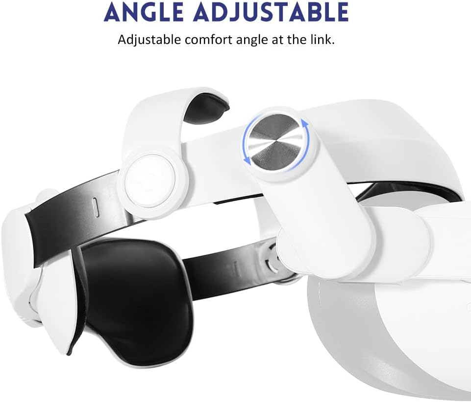 For Oculus Quest 2 Head Strap Replacement Adjustable Elite Strap VR Meta Quest2 Adjustable Replacement Smart Digital Glasses All-in-One Machine VR Accessories (White) 03