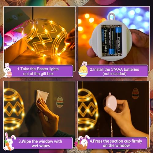 Lumières de fenêtre de Pâques œuf LED sans fil pour éviter les câbles visibles sur la vitre - 5