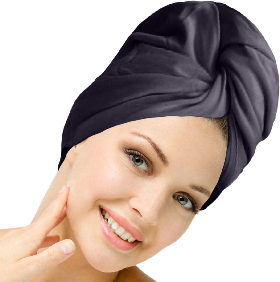 100% Cotton T-Shirt Hair Towel (Whale Gray)+ Reduce Breakage, Frizz & Tangles + Perfect for Plopping and Curly Hair Care + Zero Microfiber + Soft + Turban Hair Wrap