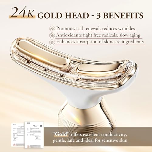 ANLAN Massage Lifting Visage Anti-Rides en Or 24 carats, Soins de la Peau de beauté du Lumière Rouge et Bleue, Peaux Sensibles Disponibles – vue 2