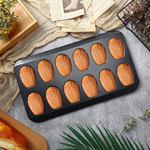 6 Pieces Nonstick Madeleine Pan Madeleine Mold 12 Cups Heavy Duty Shell Shaped Carbon Steel Pan For Madeleine Cake Cookies Chocolates Candies Baking #TOP3
