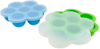 2 Pack Silicone Egg Bites Molds, Reusable Egg Bites Pan with Lid, Alternative to Sous Vide Maker, Suitable for Air Fryer, Blue and Green, 6.3in