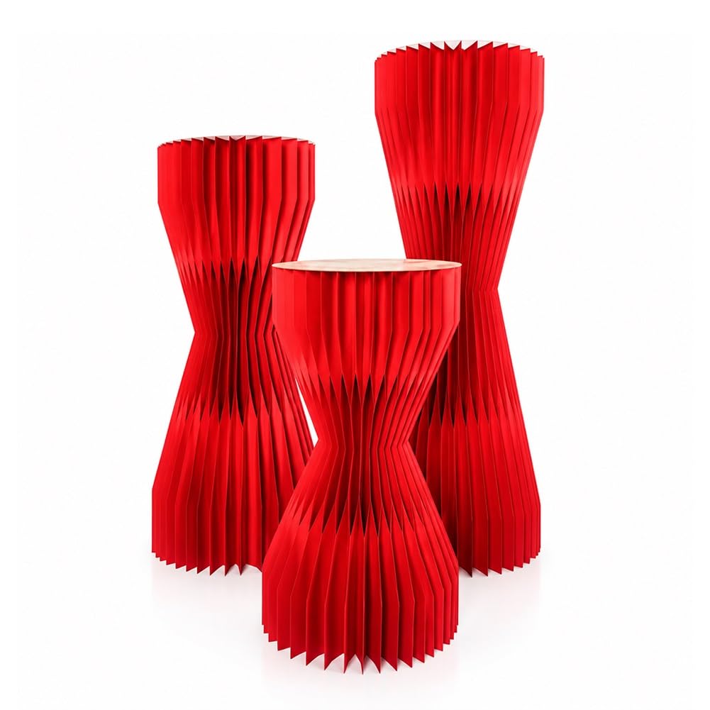 Pedestales Cilíndricos De Papel Plegables | Estructura de panal de alta resistencia | Soporta hasta 165 libras | Plegables para un fácil almacenamiento(Rosso)