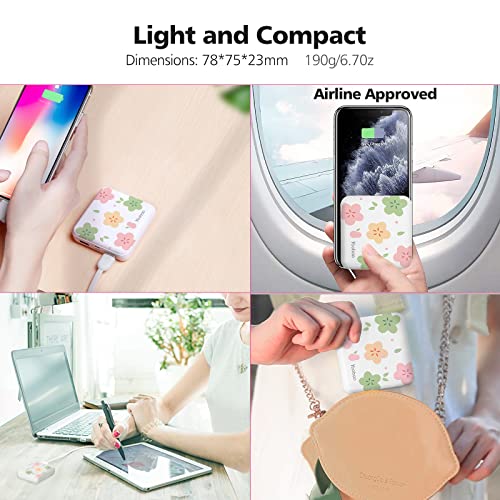 Yoobao Portable Charger 10000Mah Cute Power Bank For Girls Mini Fast Charging Compact Battery Pack With Dual Usb Output & Dual Inport (2.1A Type-C And 8-Pin Input),Compatible With Iphone,Ipad-White #TOP5