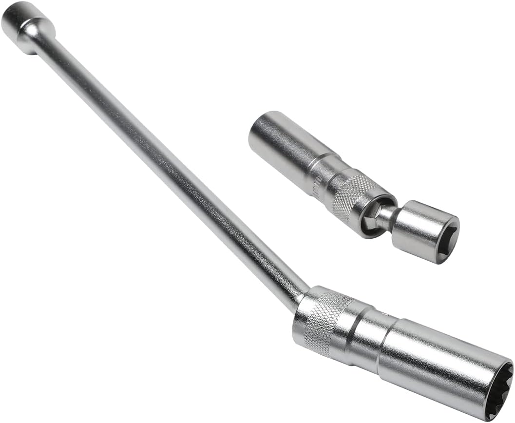 CMTOOL 16mm Spark Plug Socket Removal Tool [Short+Long], Swivel Magnetic Spark Plug Socket, 3/8-Inch Drive 12-Point Spark Plug Socket Set, Enhanced Magnetic Design