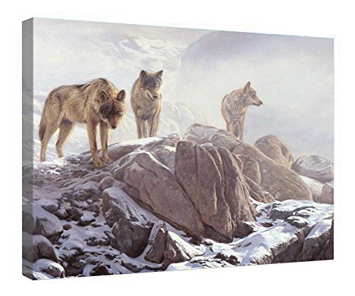 Toile Loups sur la montagne œuvre encadrée qui célèbre l'esprit de liberté