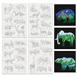 BENECREAT 4Sheets 35Pcs Forest Animals Mountain Water Soluble Embroidery, 11.7x8.3inch Wolves Deer Bear Stick and Stitch Embroidery Paper Stabilizer Water Soluble Hand Sewing for Shirts, Coats, Bags