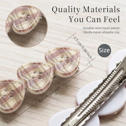 Pinzas para cabello con botón corazón 4 unidades miniatura 4