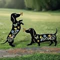Nalunelawn Dachshund Gifts for Women,2 Pack Dog Outdoor Decor Garden Stakes,Decorative Yard Art for Outside,Lawn,Pathway,Metal Garden Statues