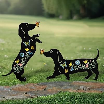 Nalunelawn Dachshund Gifts for Women,2 Pack Dog Outdoor Decor Garden Stakes,Decorative Yard Art for Outside,Lawn,Pathway,Metal Garden Statues