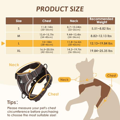 GlasFlength Katzengeschirr mit Leine Ausbruchsicher, Katzenleine mit Geschirr für Katzen Verstellbar Katzen Geschirr Set Cat Harness Softgeschirr für Katze mit Reflektierenden Streifen (Kaffee-L)