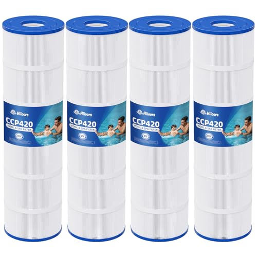 Hiioors CCP420 Pool Filter Cartridges 4 Pack Compatible with Pentair Clean & Clear Plus 420 Replaces Pentair R173576 Pleatco PCC105-PAK4 420 sq.ft Heavy Duty 5 oz+ Trilobal Fabric