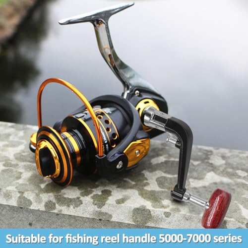 vibedor 2PCS Fishing Handles Spinning Reel Knob Replacement, Wood Handle Reel Grips Spinning Handle Replacement for Fishing Reel 5000-7000 Series