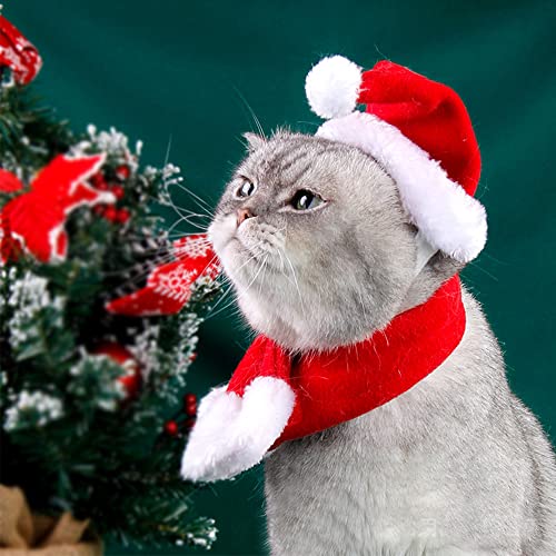 Dog Cat Pet Santa Hat Scarf And Collar Bow Tie Christmas Costume For Puppy Kitten Small Cats Dogs Pets #TOP2