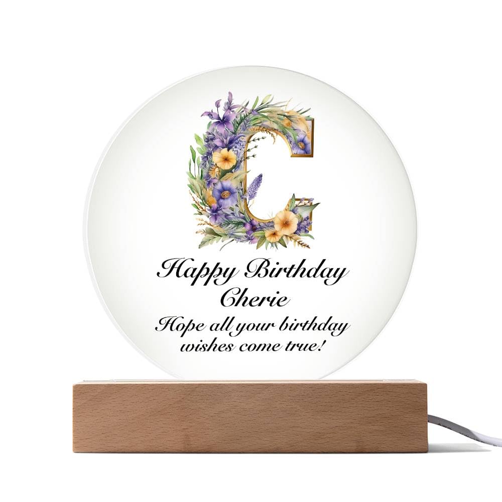 Amazon.com: Happy Birthday Cherie v02 - Circle Acrylic Plaque With