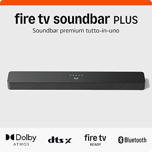 Ti presentiamo Fire TV Soundbar Plus di Amazon, 3.1 canali, design tutto-in-uno, Dolby Atmos, DTS:X, dialoghi nitidi