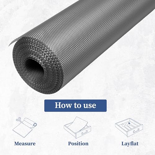 Image of Homestrap Washable Anti-Slip Shelf Liner (45cm X 5m)| Multipurpose Kitchen Drawer Mat for Fridge, Table, Cupboards, and Shelves | Waterproof and Easy to Clean in Grey