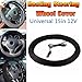 Produktbild HRNAKDFKL Beheizte Lenkrad Abdeckung Auto Lenkrad 12V beheizte Schutzabdeckungen Heizung Auto Lenkabdeckung Wärmer Winter-Universal Fit Fahrzeuge 37-38cm Schwarz