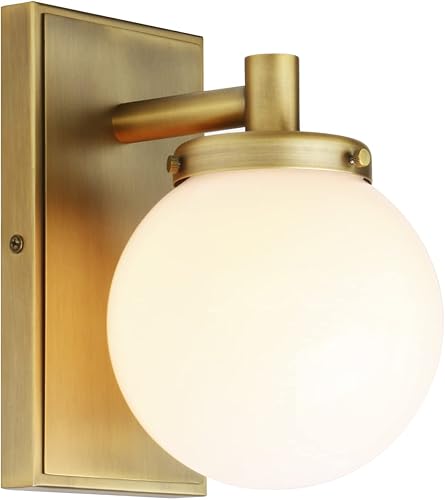 Pathson Aplique de pared vintage con vidrio de globo blanco, luz industrial de tocador de baño, accesorios de lámpara de pared interior para