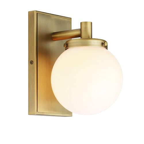 Pathson Vintage Hardwired Wall Sconce with White Globe Glass, Industrial