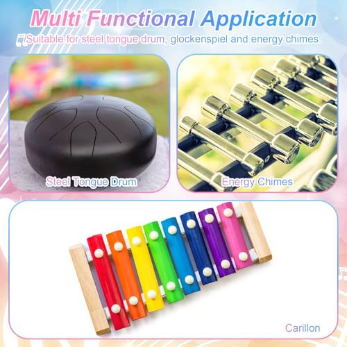 Ouligay 4 PCS Xylophone Mallets Tongue Drum Mallets Glockenspiel Mallet 6.22 in silicone Bell Mallet Percussion Wooden Percussion Sticks for Bass Cymbals Black & White - Thumbnail 6