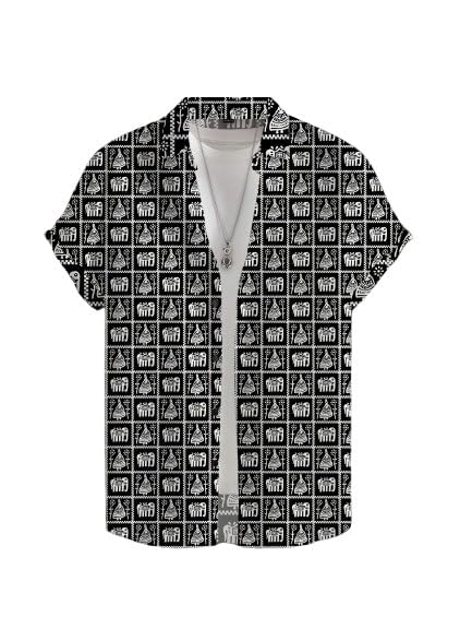 Image of Men's Striped Slim Fit Half Sleeves Stratchable Printed Shirt