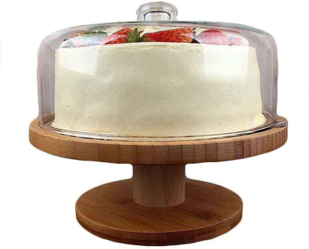 Alzata per torta a cupola, teglia rotonda in plastica, per pizza e pasticceria a cupola scanalata in legno per pallet bar espositore per ristorante, può essere utilizzato per cene di nozze (dimensioni
