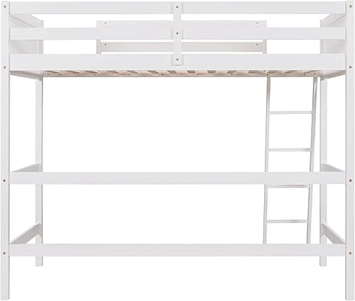 Miniatura 7 de Base de cama tipo loft de madera de tamaño individual con escalera, diseño que ahorra espacio para niños, adolescentes y adultos