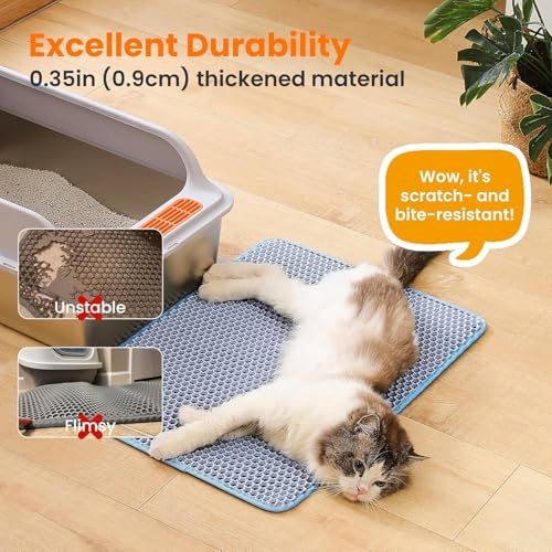 Image of Emily Pets Cat Litter Mat | Double Layer Honeycomb Design with Large Holes | Waterproof, Non-Slip & Easy to Clean
