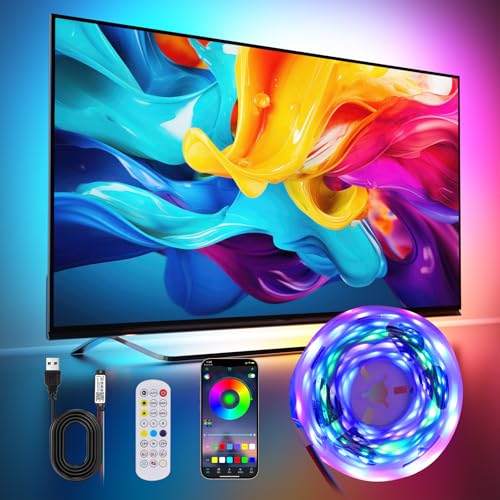 Liwqolx LED Strip Lights 4M, Chasing Effect RGBIC Dream Color for 50-70 Inch TV/PC with Remote App Control, 30Leds/M, USB Led Backlights Ambient Lighting Gaming Room Accessories,Led Bedroom,Party
