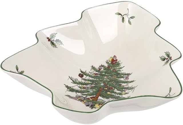 Portmeirion Home & Gifts Christmas Tree Dish Single, Ceramic, Multi-Colour, 21 x 18.7 x 4.9 cm