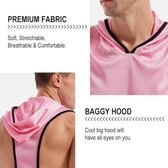 Men's Workout Hooded Tank Tops Bodybuilding Muscle Cut Off T Shirt Sleeveless Gym Hoodies - Image 6