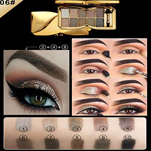 Glitter Eyeshadow Palette Makeup Set,10 Colors Shimmer Eyeshadow Palette Gold Eyeshadow Highly Pigmented Long Lasting Waterproof Sweatproof Professional Nude Eyeshadow Palette Make Up Palettes For Women Warm Natural Neutral Smokey Eye Eyeshadow Palette #TOP2