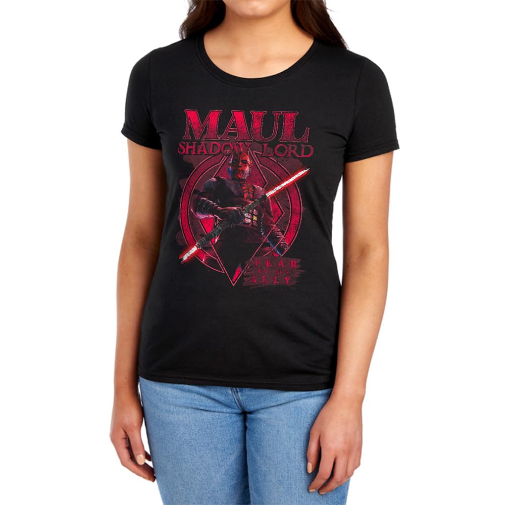 Star Wars Maul Shadow Lord Fear is My Ally Womens T Shirt, Black, XXL