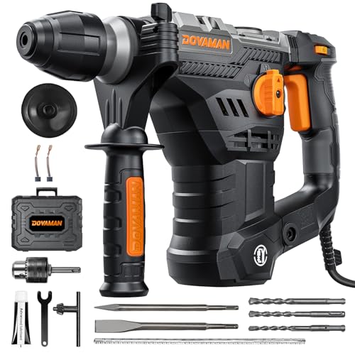 RH15A 1-9/16'' SDS-Plus Rotary Hammer Drill, 12.5Amp Heavy Duty Rotary Hammer with 4 Functions, Safety Clutch, Vibration Control, Corded Demolition Hammer for Concrete, Drill Bits and Chisels Included