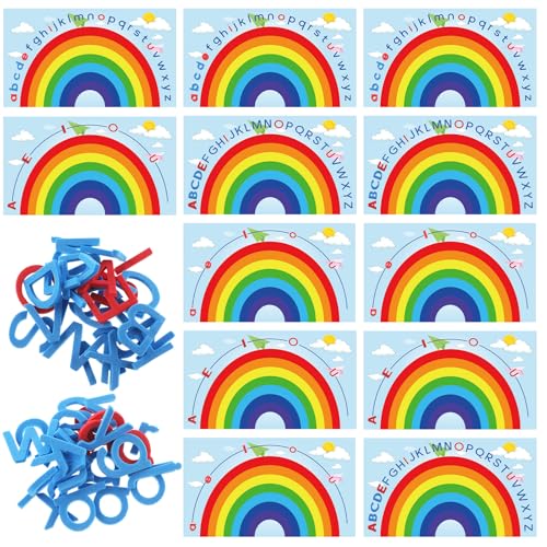Geyee 6 Pcs Double Sided Rainbow Alphabet Arc Mats Colorful Foam Abc Letters and Arc Mats for Alphabet Recognition Activity Abc Learning Toys for Kindergarten Preschool Baby Toddlers Kids