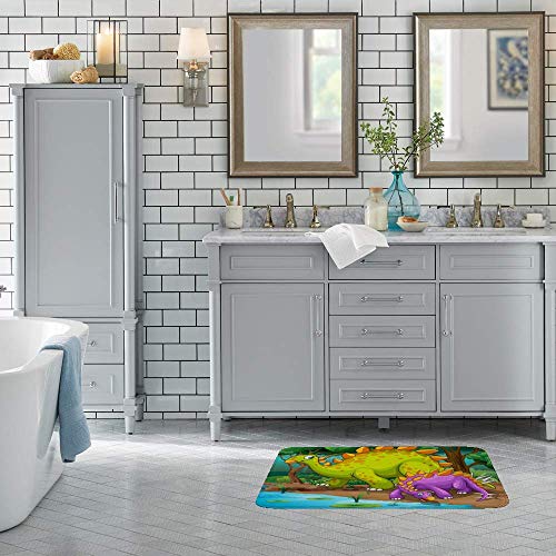 Tapis de bain lavable en machine CHEHONG anti-glisse dinosaures 78x50cm