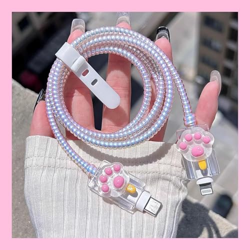 Image of Protective Charger Case for iPhone 15 14 13 12 11 Pro Max - 20W Charging Cable & Protective Cover -(Big Pink Claw)