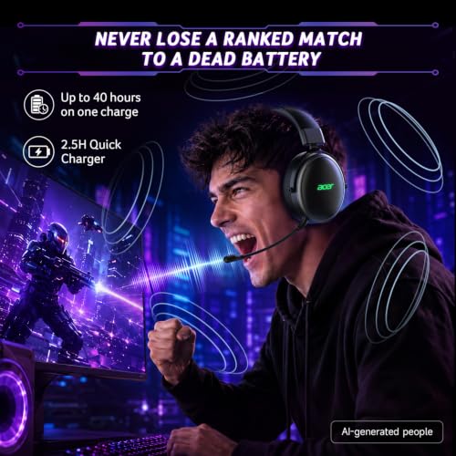 Acer Wireless Gaming Headset with Zero-Latency for PS5,PC,Switch-40H Batt - image 6