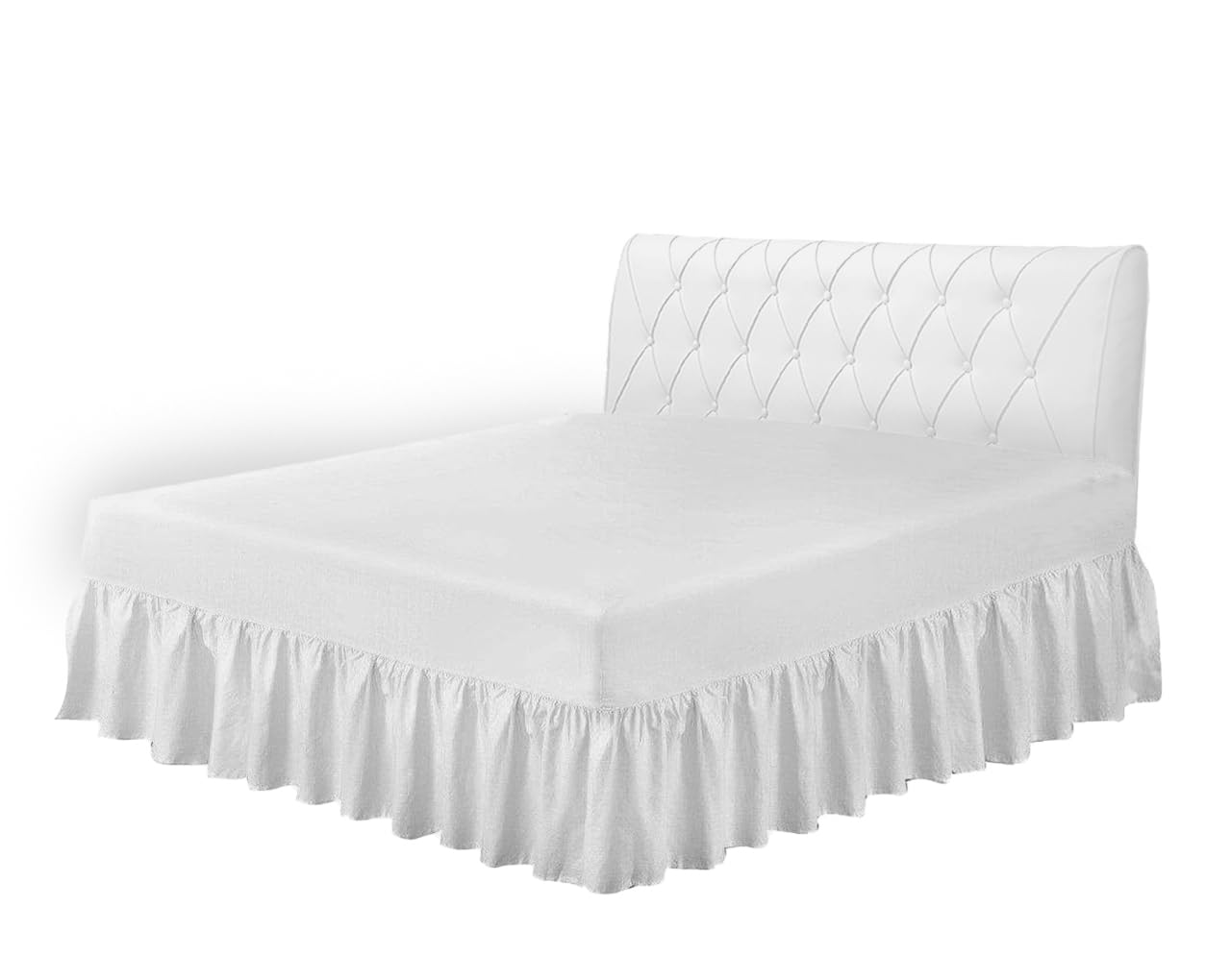 HOME ACE White Easy Care Valance Sheet King Size Fitted Valance Sheets, Super Soft Cotton Valance Sheets King Size, Poly Cotton Kingsize Bed Valance Sheet