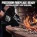 RAPICCA Fireplace Gloves Fire Heat Resistant: Black 14IN - Fireproof Leather for Fireplace Fire Pit Wood Stove Campfire Furnace BBQ Grill Oven Stick Mig Welding Welder Gear - Birthday Gift for men